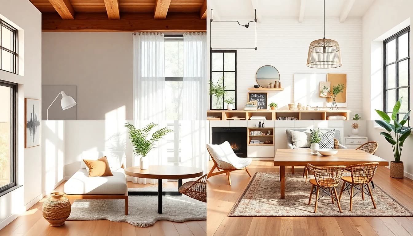 AI decoration style library showing modern, Scandinavian, and farmhouse room design options in DecorAI